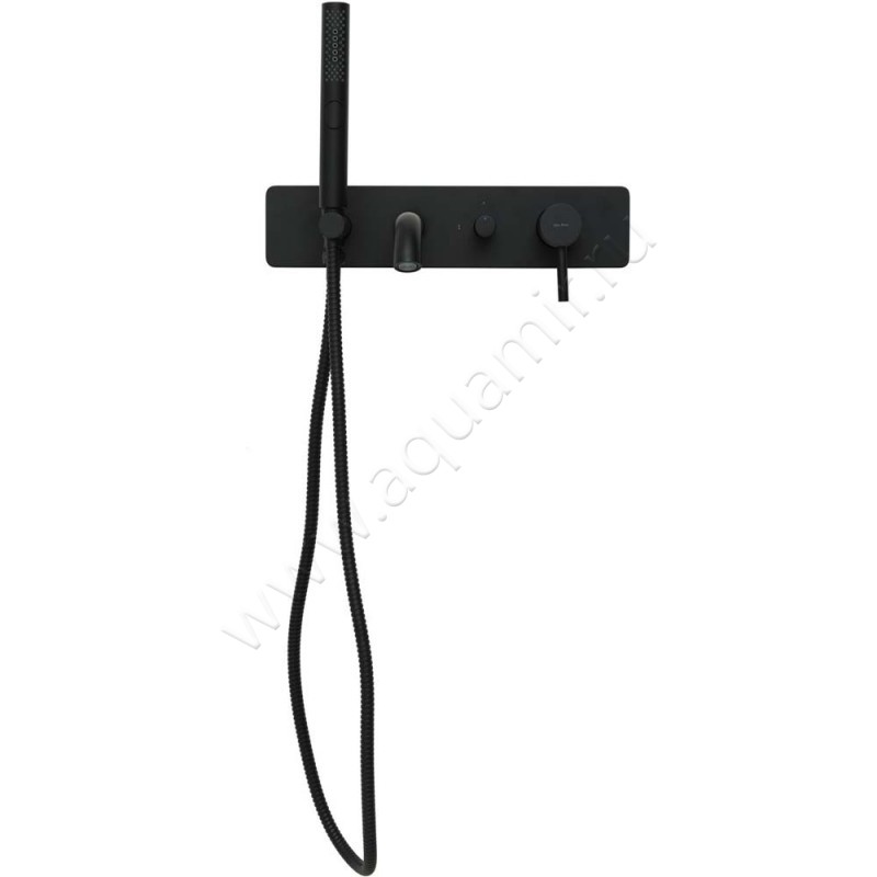 Смеситель для ванны Allen Brau Priority с душем, черный матовый 53100631 в интерьере