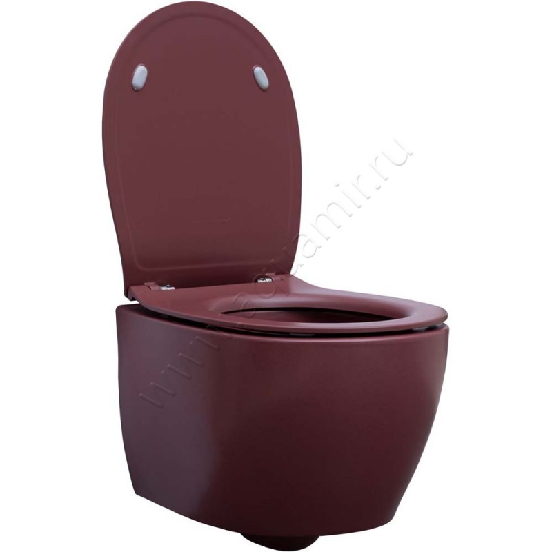 Унитаз подвесной Allen Brau FANTASY 51 см, безободковый, красный матовый 411004BD в интерьере