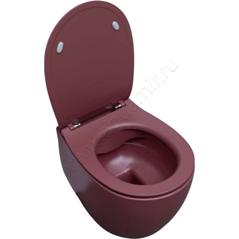 Унитаз подвесной Allen Brau FANTASY 51 см, безободковый, красный матовый 411004BD в интерьере