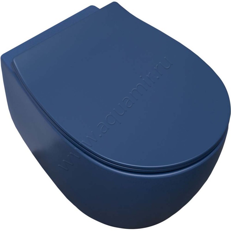 Унитаз подвесной Allen Brau FANTASY 51 см, безободковый, синий матовый 411004ID в интерьере