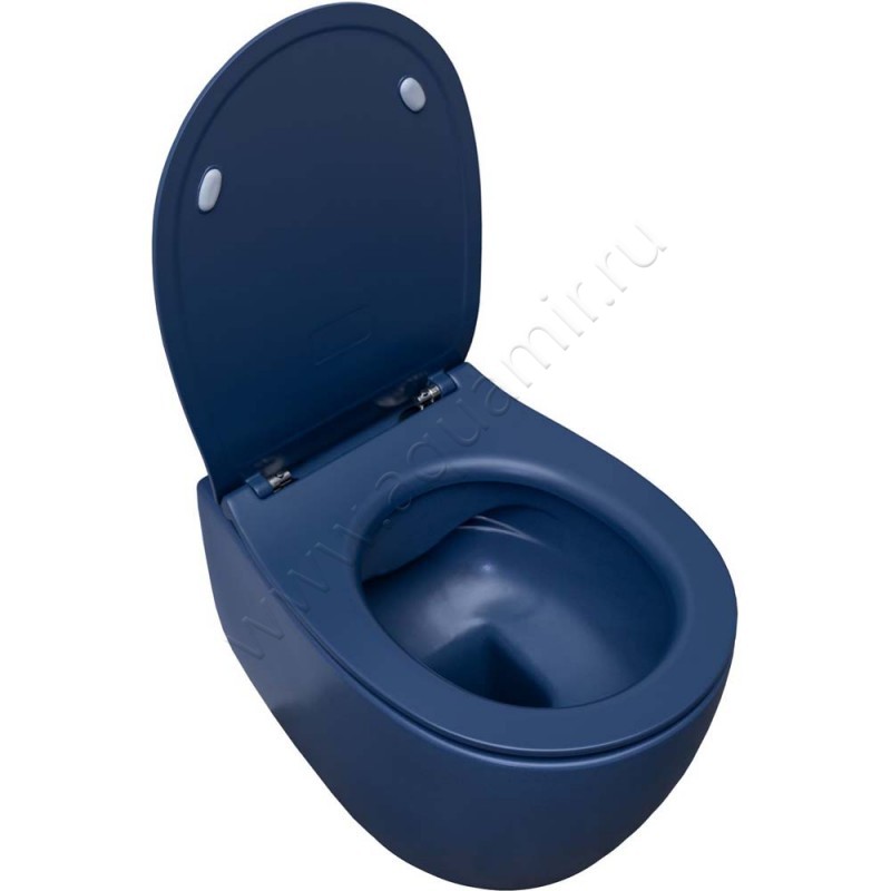 Унитаз подвесной Allen Brau FANTASY 51 см, безободковый, синий матовый 411004ID в интерьере