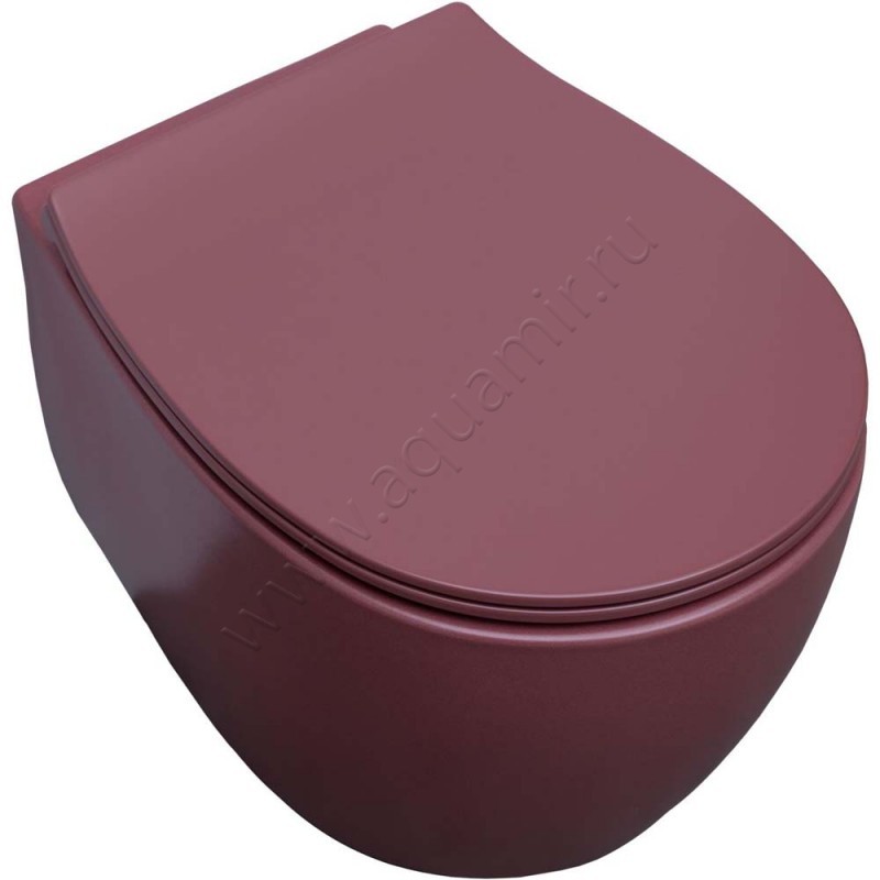 Унитаз подвесной Allen Brau FANTASY с крышкой микролифт, 51 см, безободковый, красный матовый 411004BD411005BD в интерьере