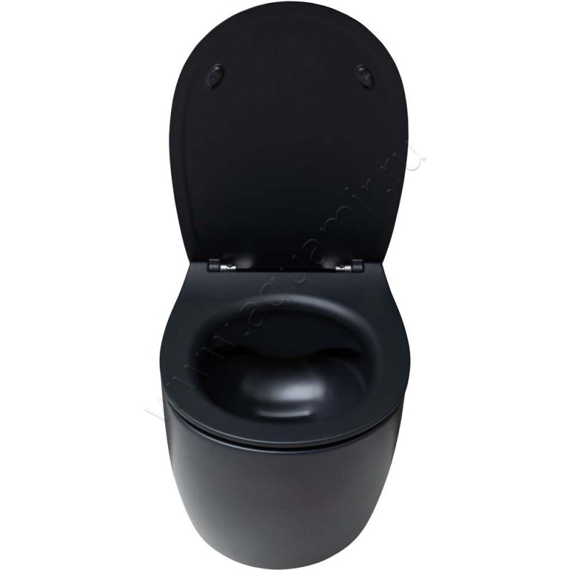 Унитаз подвесной Allen Brau FANTASY с крышкой микролифт, 51 см, безободковый, черный матовый 4110043141100531 в интерьере