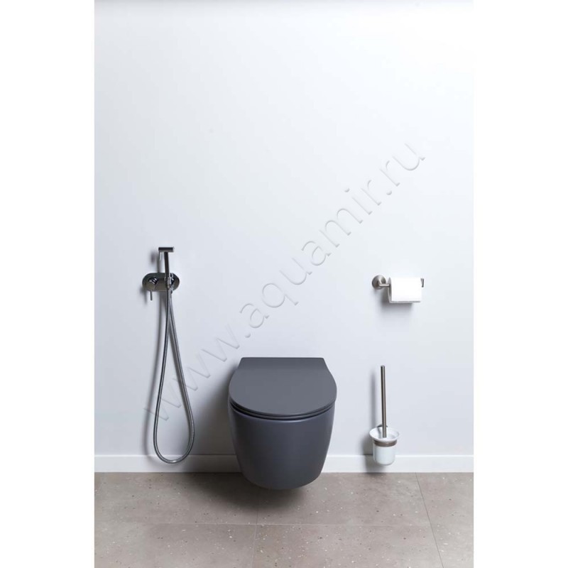 Унитаз подвесной Allen Brau FANTASY с крышкой микролифт, 51 см, безободковый, черный матовый 411004AN411005AN в интерьере