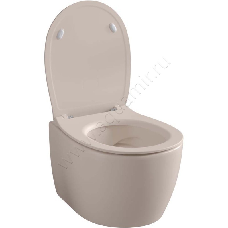 Унитаз подвесной Allen Brau FANTASY с крышкой микролифт, 51 см, безободковый, бежевый матовый 411004IV411005IV в интерьере