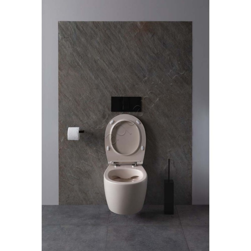 Унитаз подвесной Allen Brau FANTASY с крышкой микролифт, 51 см, безободковый, бежевый матовый 411004IV411005IV в интерьере