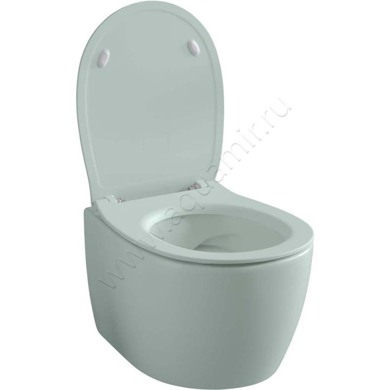 Унитаз подвесной Allen Brau FANTASY с крышкой микролифт, 51 см, безободковый, зеленый матовый 411004MT411005MT в интерьере