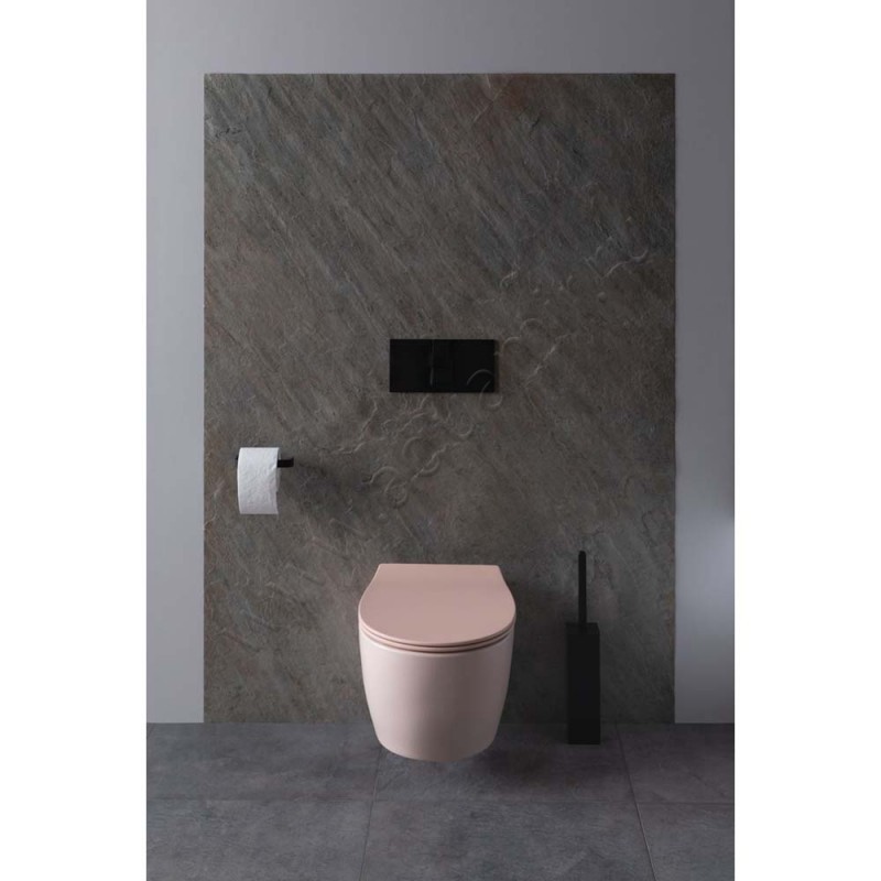 Унитаз подвесной Allen Brau FANTASY с крышкой микролифт, 51 см, безободковый, красный матовый 411004SM411005SM в интерьере