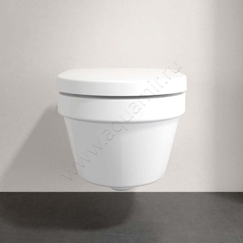 Унитаз подвесной Villeroy & Boch ARCHITECTURA с крышкой микролифт, 53 см, безободковый, белый 4694R0R198M9C101 в интерьере