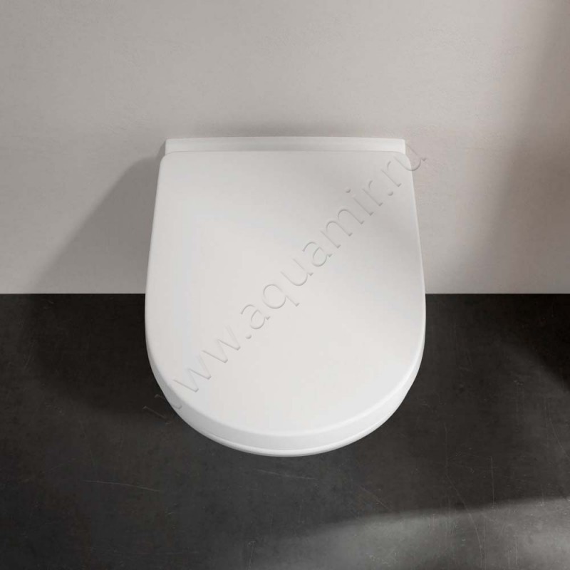 Унитаз подвесной Villeroy & Boch O.NOVO с крышкой микролифт, 49 см, безободковый, белый 5688R0019M38S101 в интерьере
