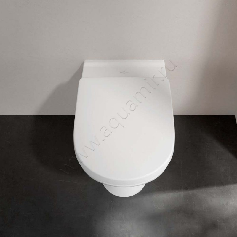 Унитаз приставной Villeroy & Boch O.NOVO с крышкой микролифт, 56 см, белый 565710019M38S101 в интерьере