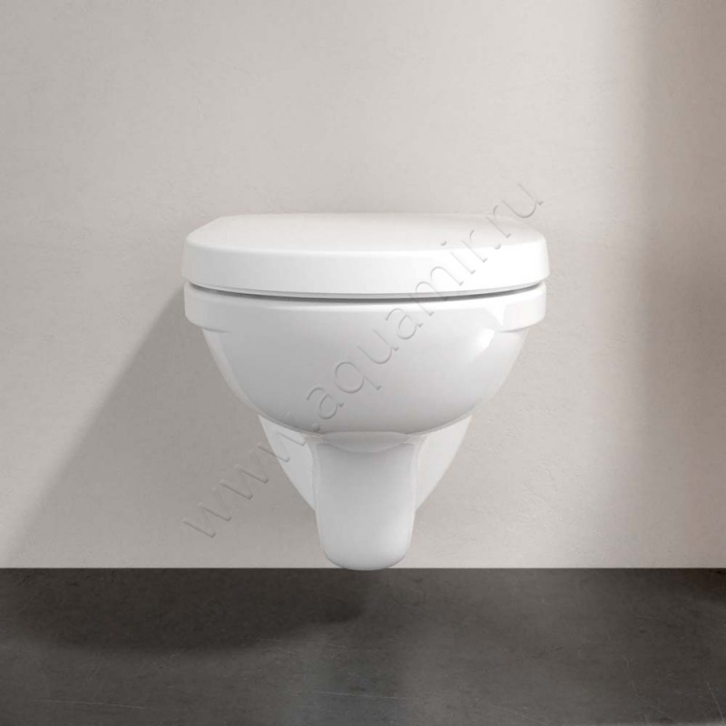 Унитаз подвесной Villeroy & Boch O.NOVO с крышкой микролифт, 49 см, белый 568810R19M38S101 в интерьере