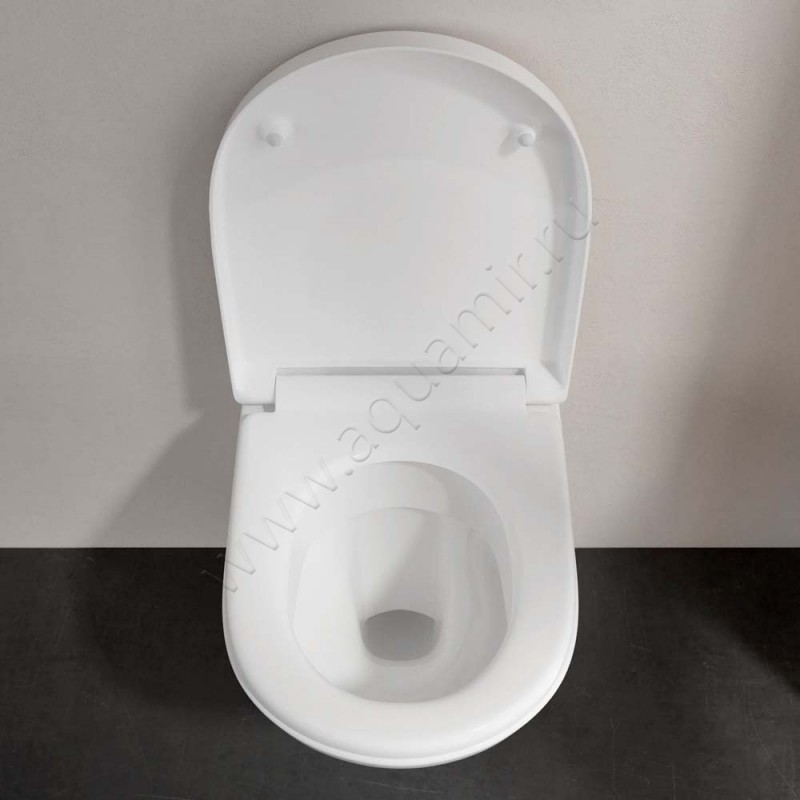 Унитаз подвесной Villeroy & Boch O.NOVO с крышкой микролифт, 49 см, белый 568810R19M38S101 в интерьере