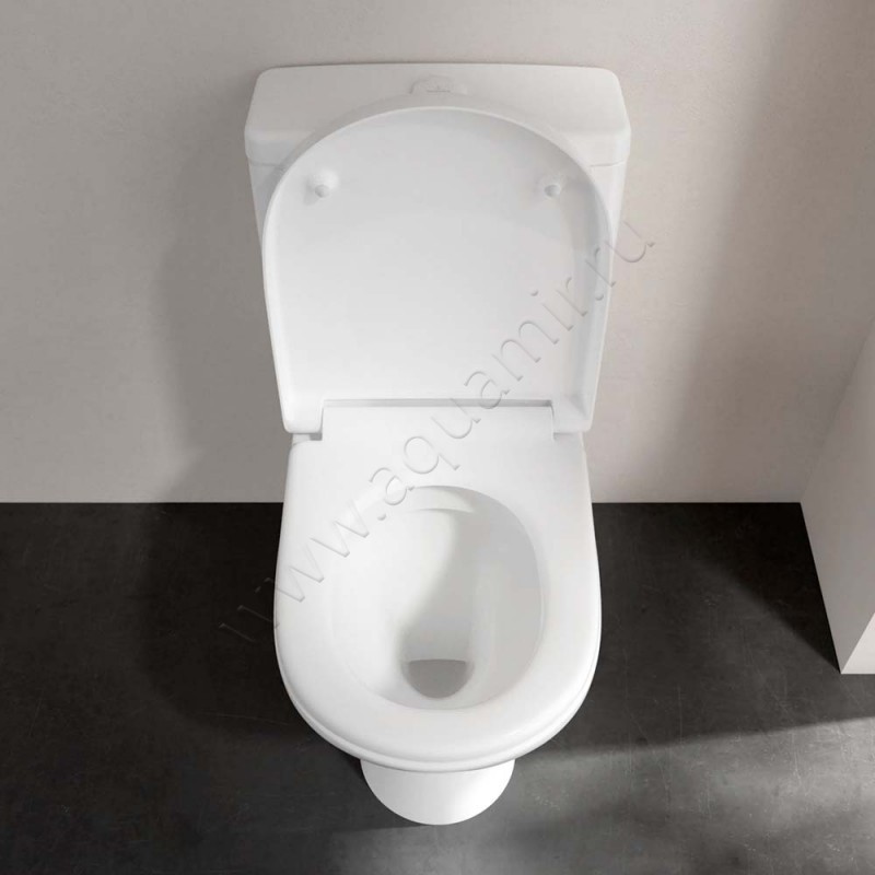 Унитаз-компакт Villeroy & Boch O.NOVO с крышкой микролифт, 61 см, безободковый, белый 5689R0015788R1019M38S101 в интерьере