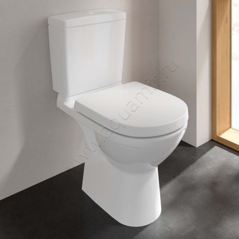 Унитаз-компакт Villeroy & Boch O.NOVO с крышкой микролифт, 67 см, белый 566110R15760G1R19M38S101 в интерьере