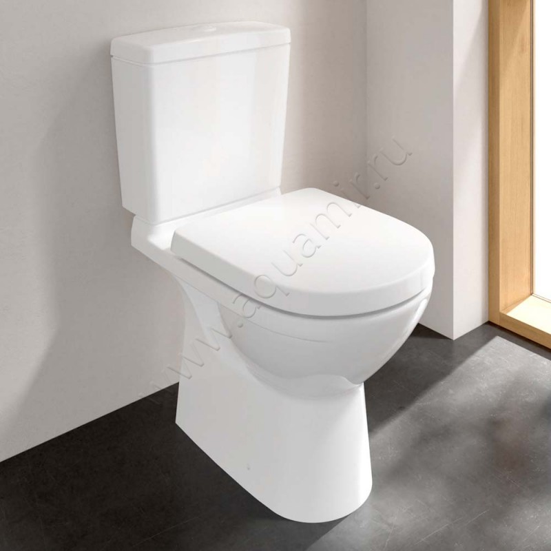 Унитаз-компакт Villeroy & Boch O.NOVO с крышкой микролифт, 67 см, белый 566101R15760S1R19M38S101 в интерьере