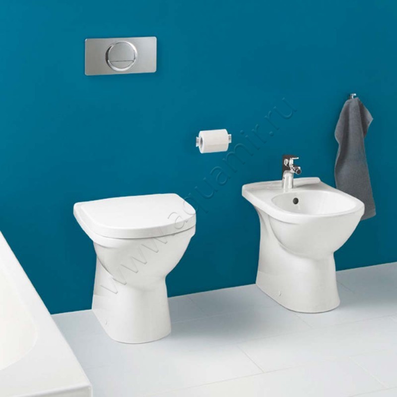 Унитаз приставной Villeroy & Boch O.NOVO с крышкой, 56 см, белый 565710019M396101 в интерьере