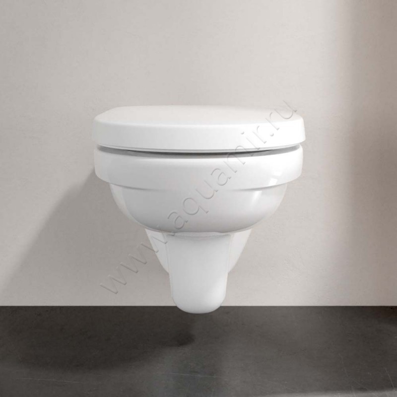 Унитаз подвесной Villeroy & Boch O.NOVO с крышкой, 56 см, безободковый, белый 5660R0R19M396101 в интерьере