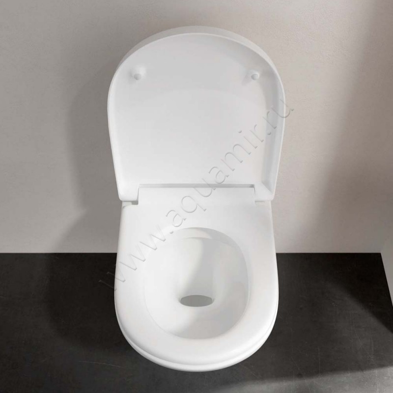 Унитаз подвесной Villeroy & Boch O.NOVO с крышкой, 56 см, безободковый, белый 5660R0R19M396101 в интерьере