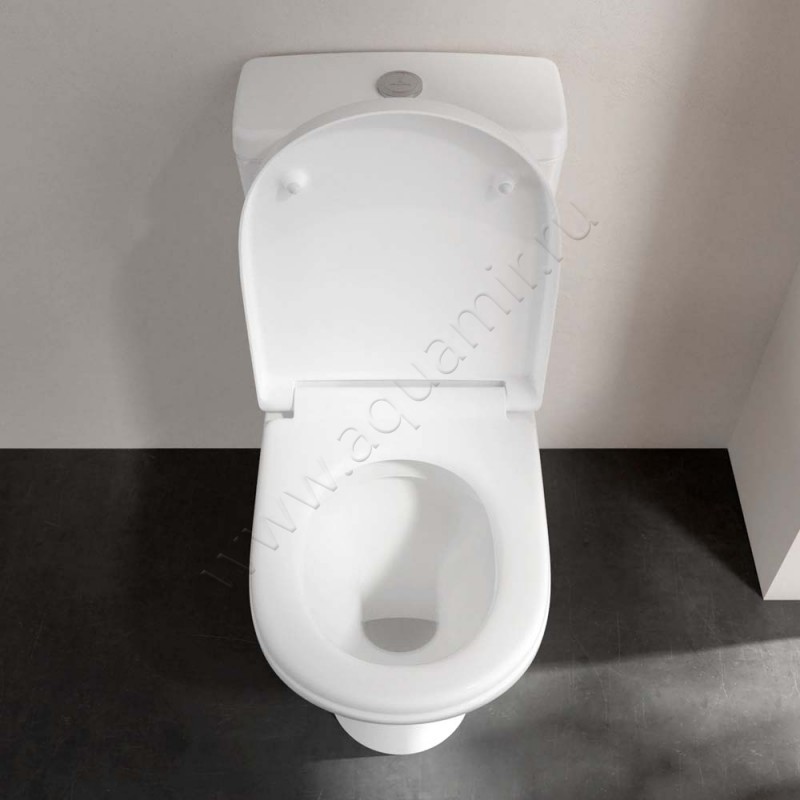 Унитаз-компакт Villeroy & Boch O.NOVO с крышкой, 67 см, безободковый, белый 5661R0015760S1019M396101 в интерьере