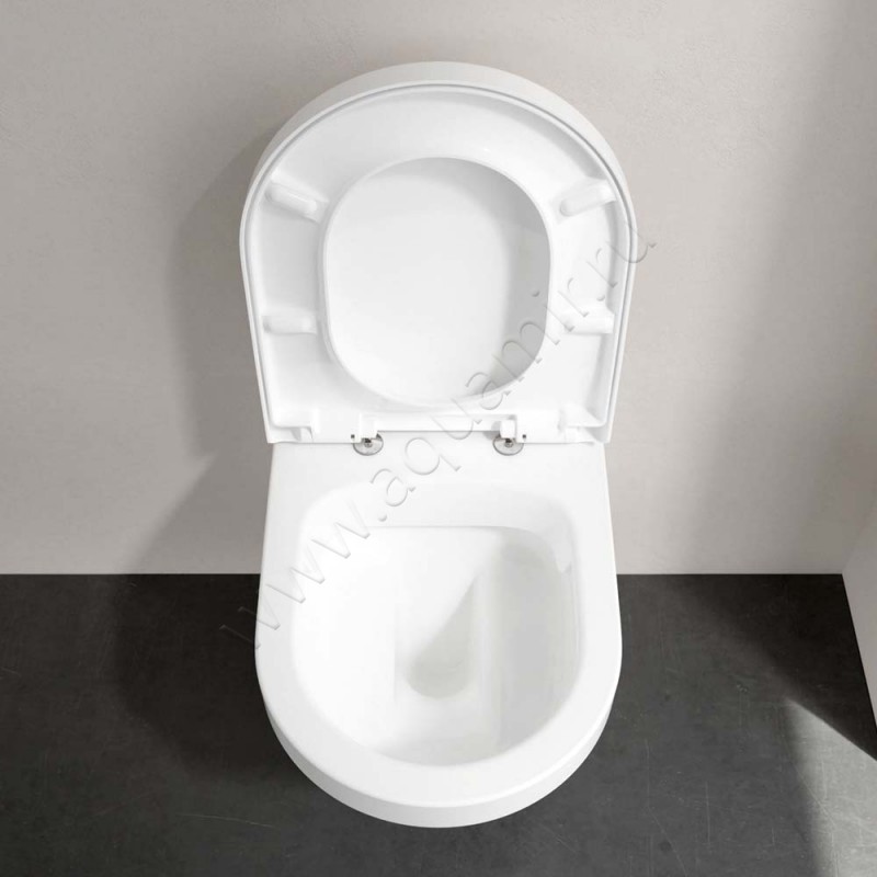 Унитаз подвесной Villeroy & Boch ARCHITECTURA с крышкой, 53 см, безободковый, белый 4694R0R198M9D101 в интерьере