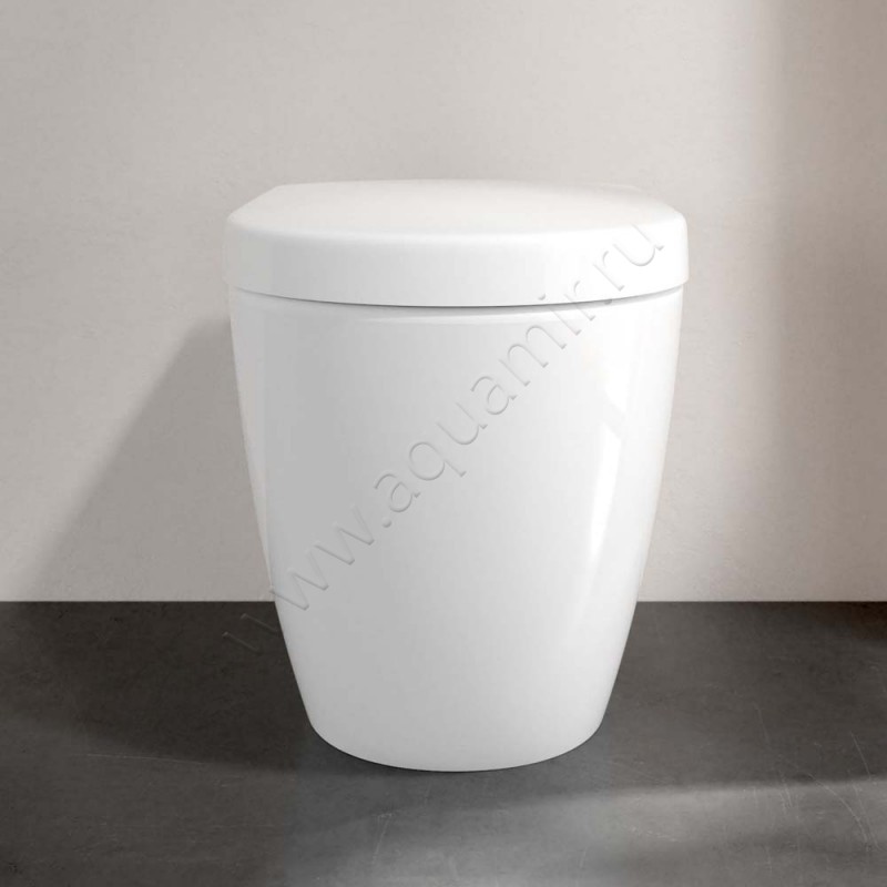 Унитаз приставной Villeroy & Boch Subway 2.0 с крышкой, 56 см, безободковый, белый 5602R0R19M68Q101 в интерьере