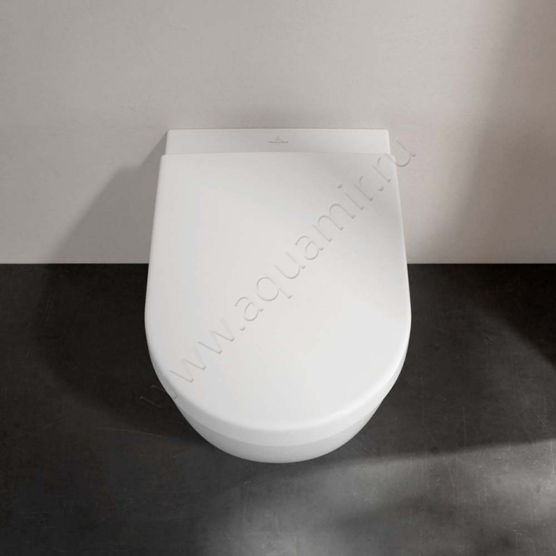 Унитаз приставной Villeroy & Boch Subway 2.0 с крышкой, 56 см, безободковый, белый 5602R0R19M68Q101 в интерьере