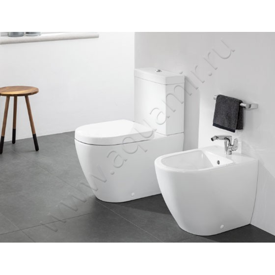 Унитаз-компакт Villeroy & Boch Subway 2.0 с крышкой микролифт, 71,5 см, безободковый, белый 5617R001570611019M78S101 в интерьере