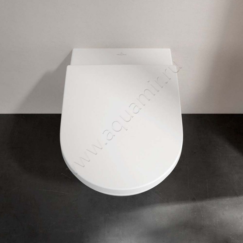 Унитаз подвесной Villeroy & Boch Subway 3.0 с крышкой микролифт, 56 см, безободковый, белый 4670T0018M42S101 в интерьере