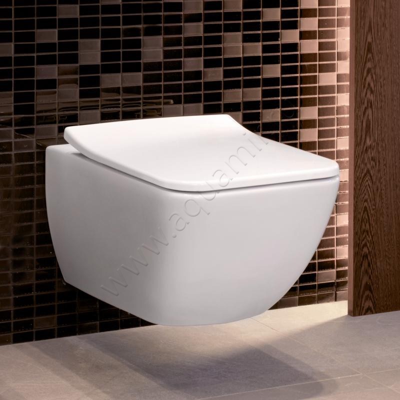 Унитаз подвесной Villeroy & Boch VENTICELLO с крышкой микролифт, 56 см, безободковый, белый 4611R0019M80S101 в интерьере