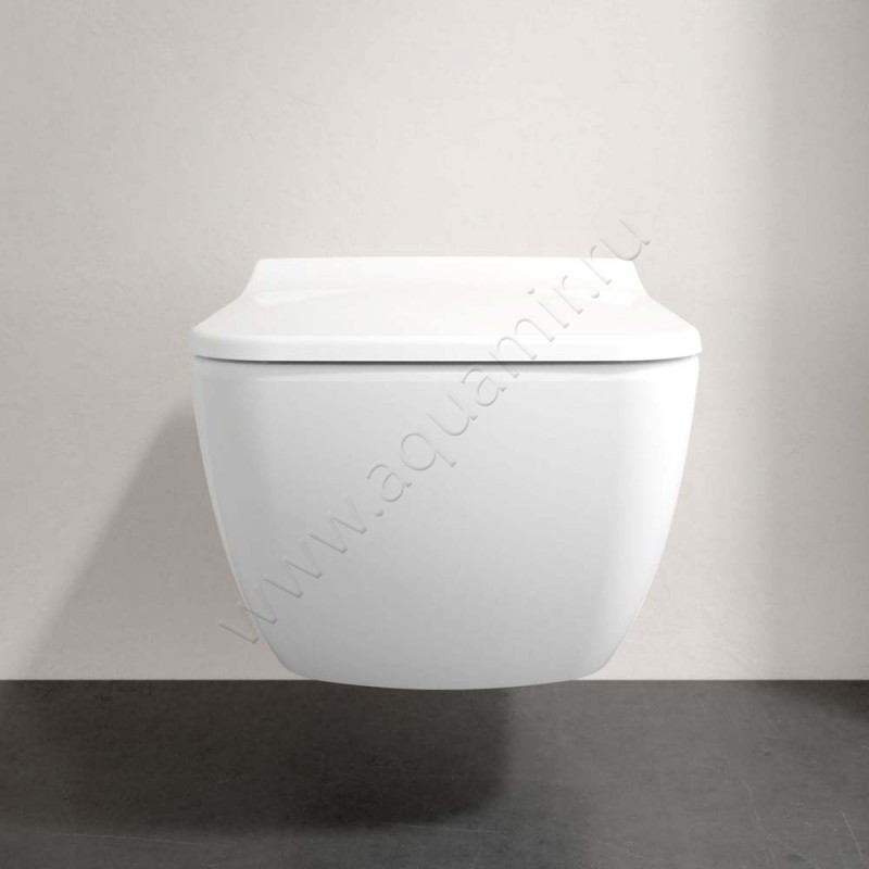 Унитаз подвесной Villeroy & Boch VENTICELLO с крышкой микролифт, 56 см, безободковый, белый 4611R0019M80S101 в интерьере