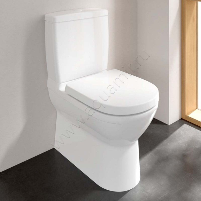 Унитаз-компакт Villeroy & Boch O.NOVO с крышкой, 64 см, белый, с покрытием ceramicplus 565810R15788R1R19M406101 в интерьере