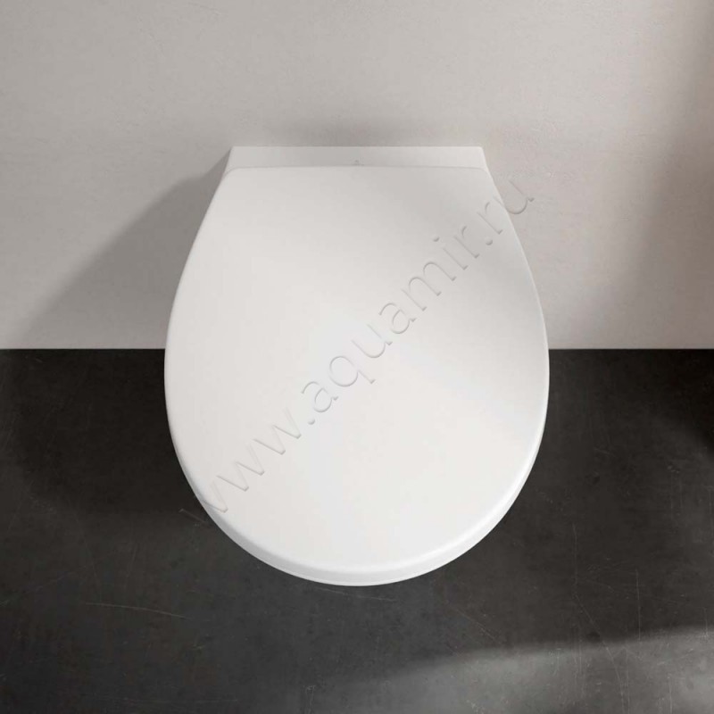 Унитаз подвесной Villeroy & Boch O.NOVO с крышкой микролифт, 49 см, безободковый, белый 7667R0018M43S101 в интерьере
