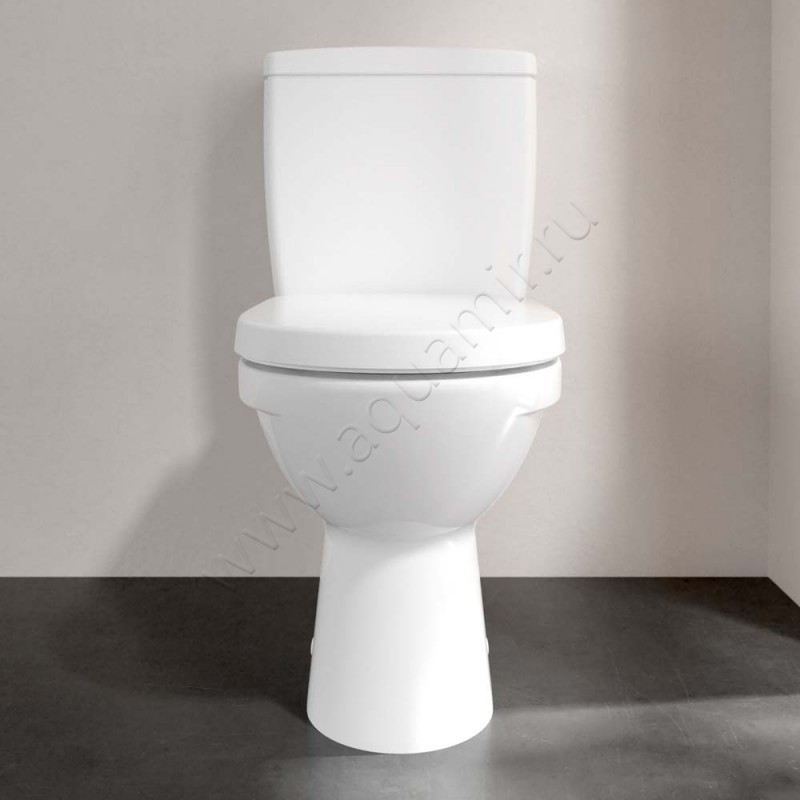 Унитаз-компакт Villeroy & Boch O.NOVO с крышкой, 61 см, безободковый, белый 5689R0R15788S1R19M396101 в интерьере