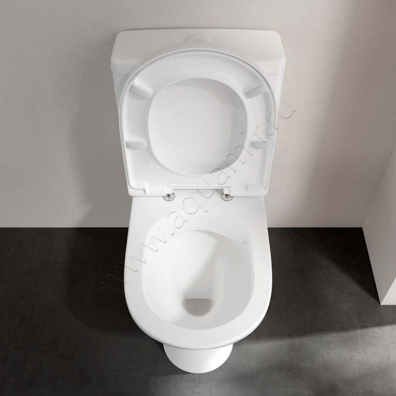 Унитаз-компакт Villeroy & Boch O.NOVO с крышкой, 61 см, безободковый, белый 5689R0R15788S1R19M396101 в интерьере