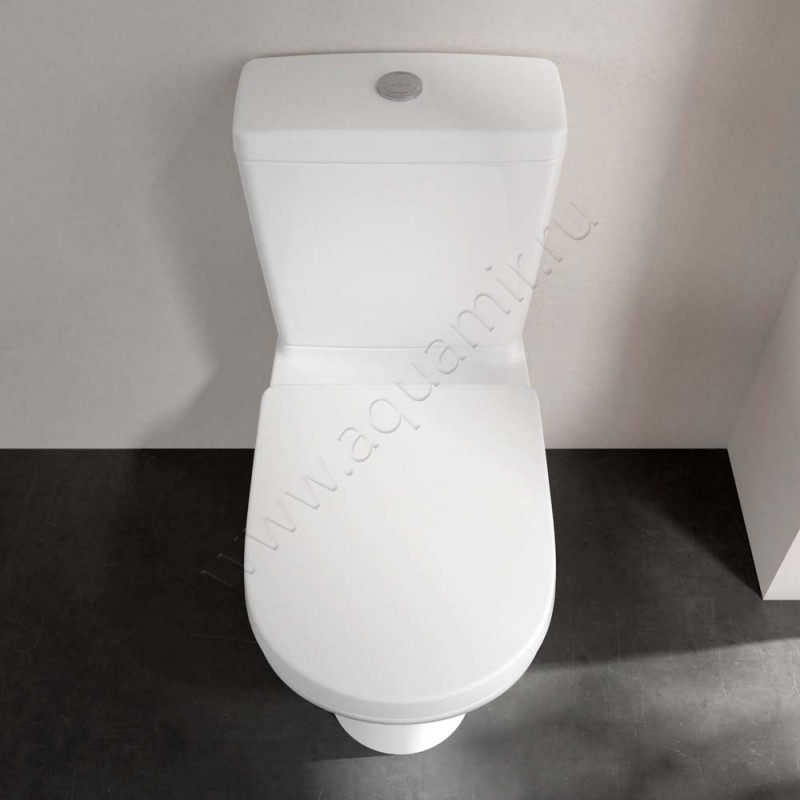 Унитаз-компакт Villeroy & Boch O.NOVO с крышкой микролифт, 67 см, безободковый, белый 5661R0R15760S1R19M38S101 в интерьере