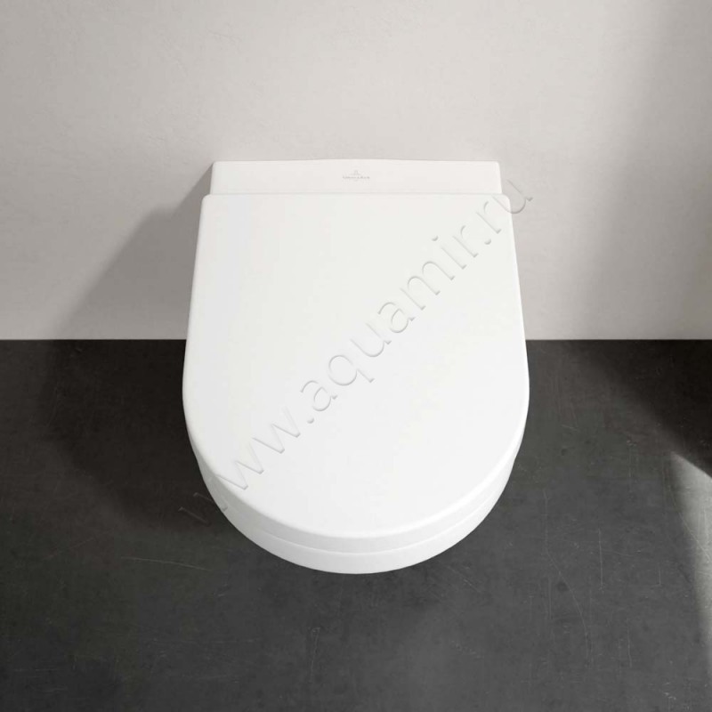 Унитаз подвесной Villeroy & Boch ARCHITECTURA с крышкой, 53 см, безободковый, белый 5684R0T298M9D101 в интерьере