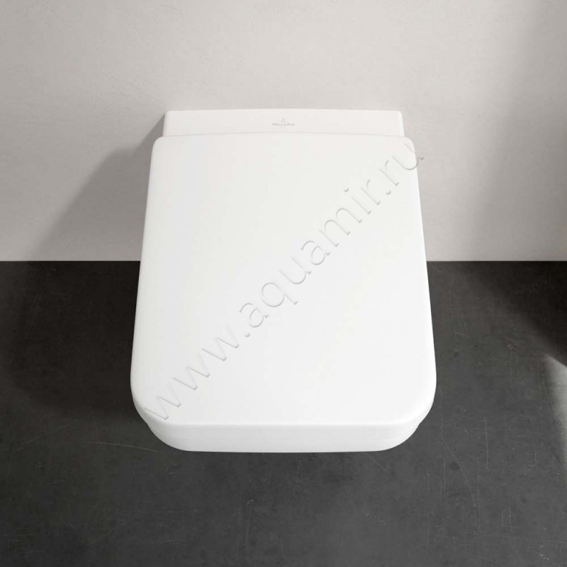 Унитаз подвесной Villeroy & Boch ARCHITECTURA с крышкой, 53 см, безободковый, белый 5685R0T29M606101 в интерьере