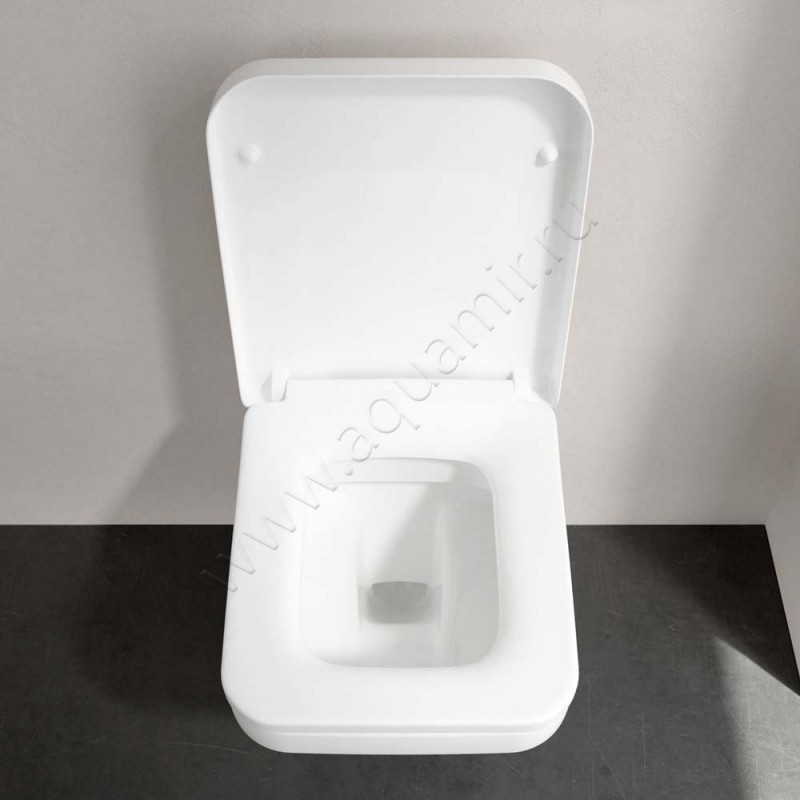 Унитаз подвесной Villeroy & Boch ARCHITECTURA с крышкой, 53 см, безободковый, белый 5685R0T29M606101 в интерьере