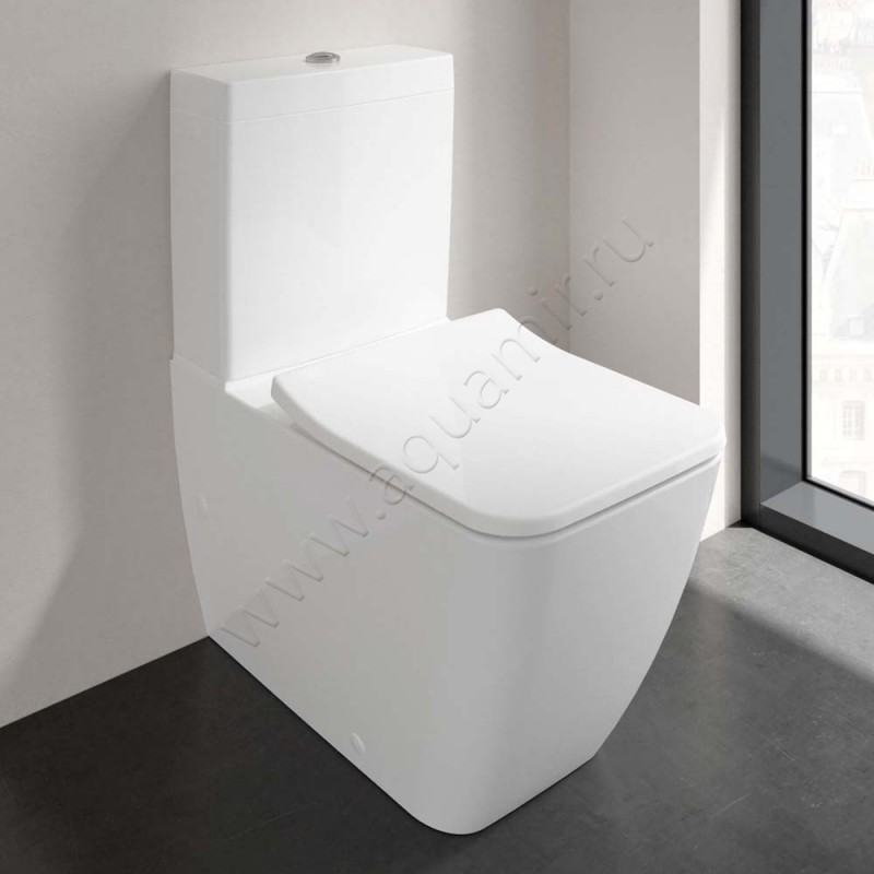 Унитаз-компакт Villeroy & Boch VENTICELLO с крышкой микролифт, 69 см, безободковый, белый 4612R001570711019M80S101 в интерьере