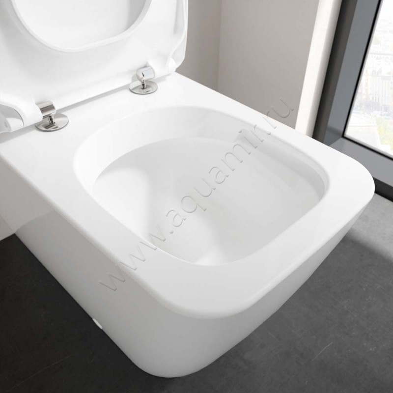 Унитаз-компакт Villeroy & Boch VENTICELLO с крышкой микролифт, 69 см, безободковый, белый 4612R001570711019M80S101 в интерьере