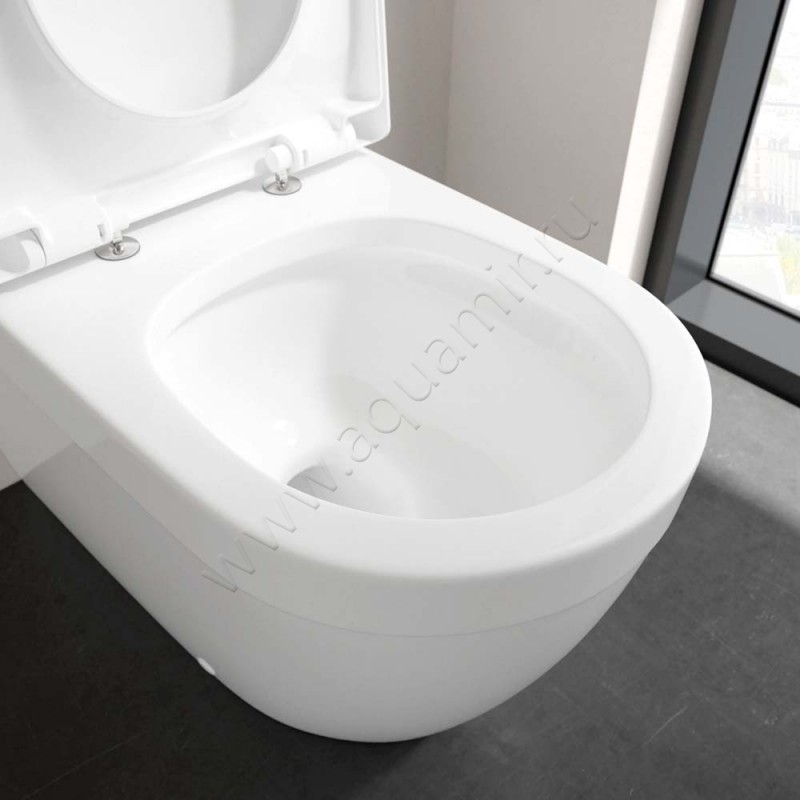 Унитаз-компакт Villeroy & Boch ARCHITECTURA с крышкой микролифт, 70 см, безободковый, белый 5691R0015787G10198M9C101 в интерьере