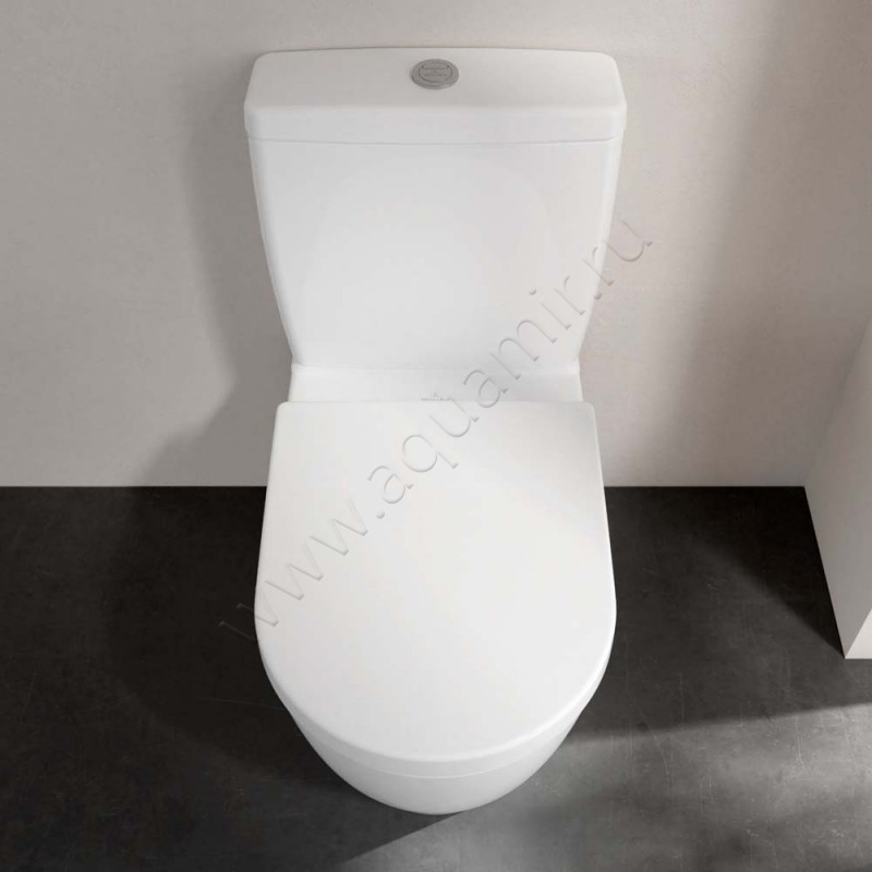 Унитаз-компакт Villeroy & Boch AVENTO с крышкой микролифт, 65,5 см, безободковый, белый 5644R001775811019M77C101 в интерьере