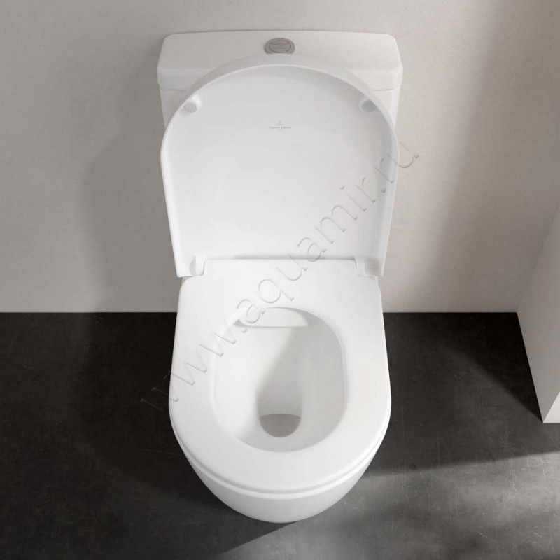 Унитаз-компакт Villeroy & Boch AVENTO с крышкой микролифт, 65,5 см, безободковый, белый 5644R001775811019M77C101 в интерьере