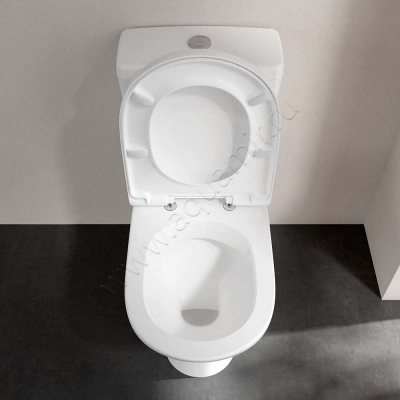 Унитаз-компакт Villeroy & Boch O.NOVO с крышкой микролифт, 67 см, безободковый, белый 5661R0T25760R1R19M38S101 в интерьере