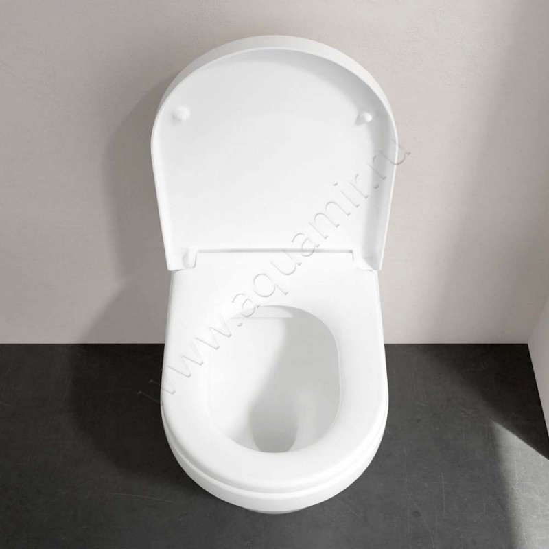 Унитаз приставной Villeroy & Boch ARCHITECTURA с крышкой, 54 см, безободковый, белый 5690R0R198M9D101 в интерьере