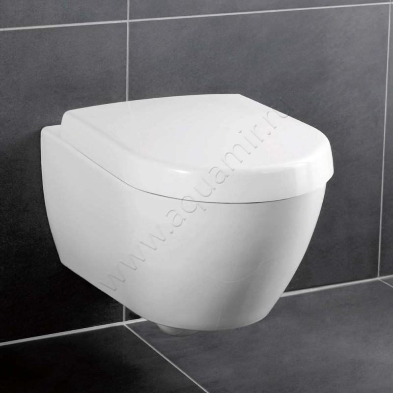 Унитаз подвесной Villeroy & Boch Subway 2.0 с крышкой микролифт, 56 см, белый 560010R19M78S101 в интерьере