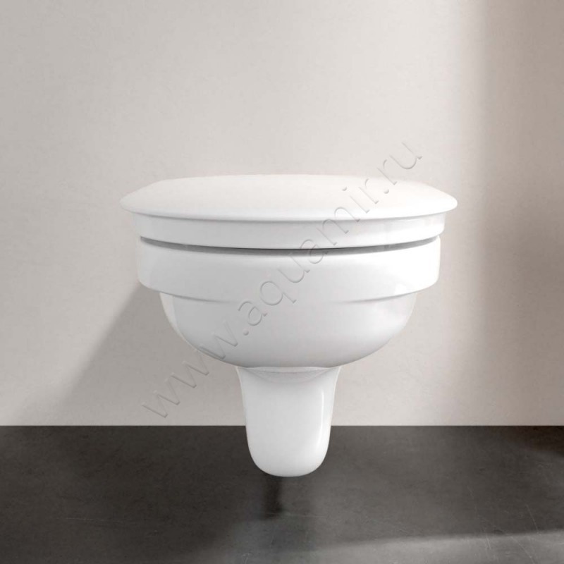 Унитаз подвесной Villeroy & Boch VICARE с крышкой микролифт, 70 см, безободковый, белый 4601R0R19M67S1T1 в интерьере