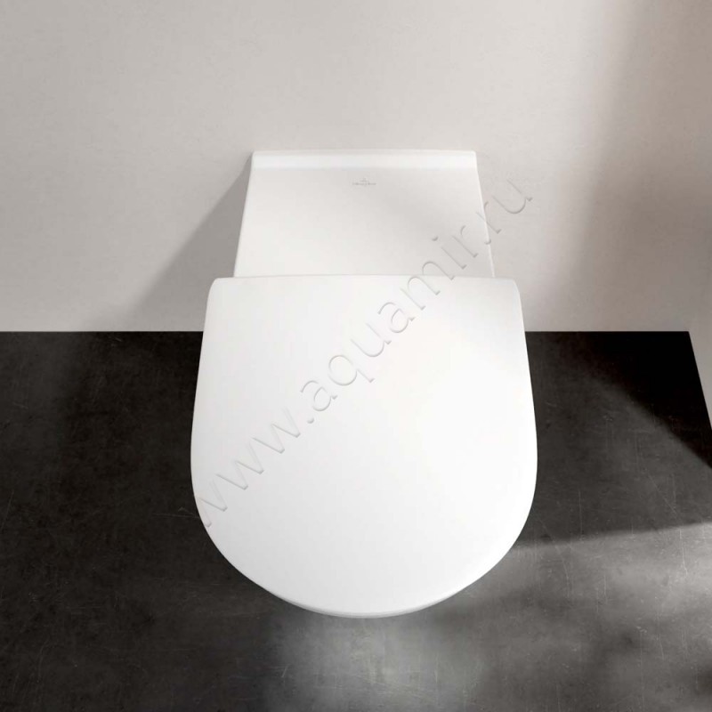Унитаз подвесной Villeroy & Boch VICARE с крышкой микролифт, 70 см, безободковый, белый 4601R0R19M67S1T1 в интерьере