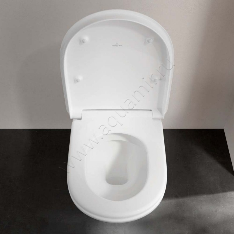 Унитаз подвесной Villeroy & Boch VICARE с крышкой микролифт, 70 см, безободковый, белый 4601R0R19M67S1T1 в интерьере